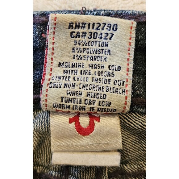 True Religion Julie Super T Jeans Womens 29 Dark Wash Thick Purple Stitch Y2K - Picture 13 of 15